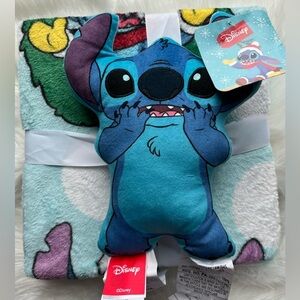 🆕 Disney Lilo and Stitch Stitch Shaped Pillow and Throw Blanket Set Christmas